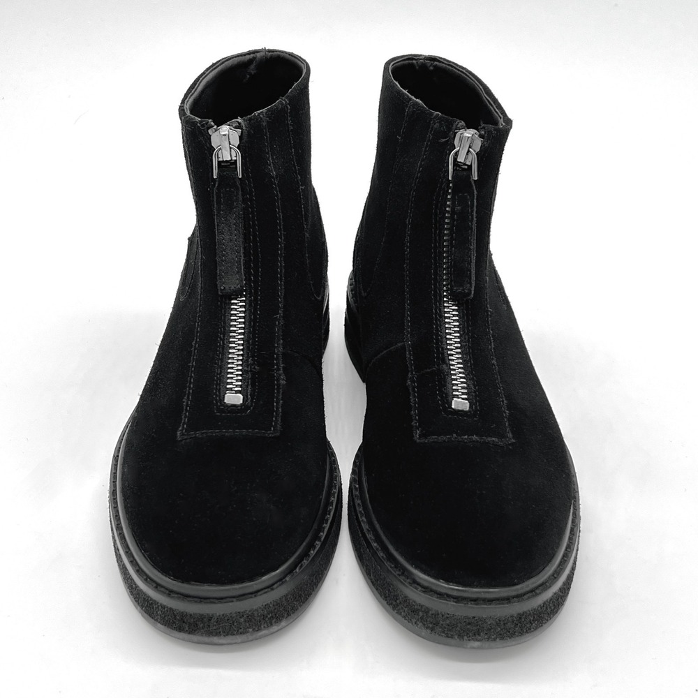 Aerosoles Vale Platform Bootie Black Suede Front Zip Women's Size 7.5 $148 MSRP